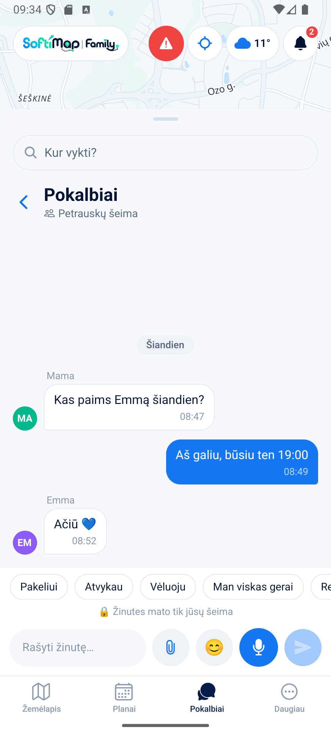 SoftiMap Family chat screen